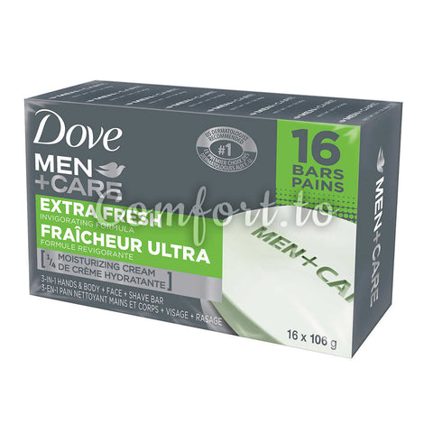 Dove Men + Care Extra Fresh Bar Soap, 16 x 106 g