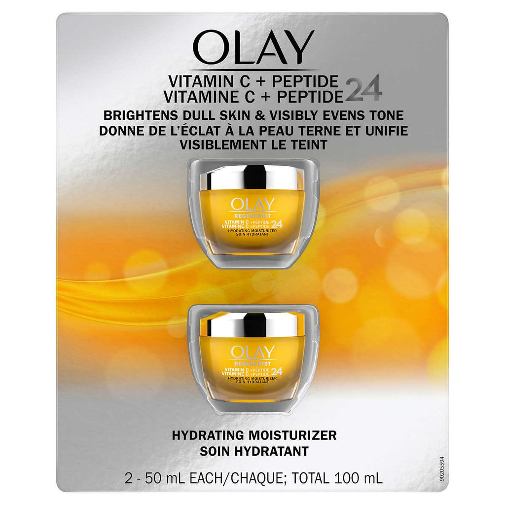 Olay Regenerist Vitamin C + Peptide 24 Face Moisturizer, 2 x 50 ml