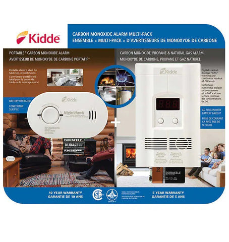 Kidde AC Plug-in Multi-Gas Alarm and Portable Carbon Monoxide Alarm, 2 pack