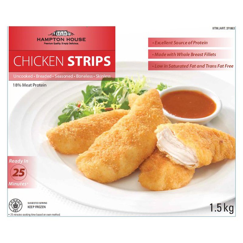 Hampton House Frozen Breaded Chicken Strips, 1.5 kg