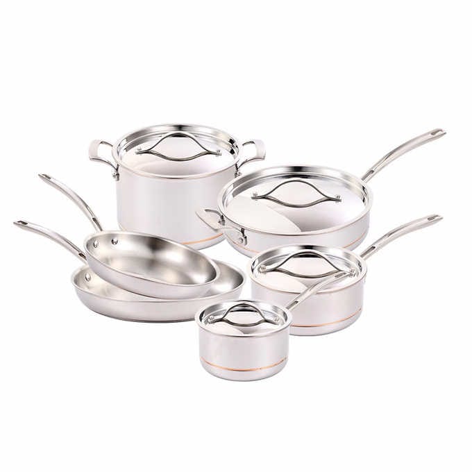 Kirkland Signature 5-ply Clad Stainless Cookware Set, 10 pieces