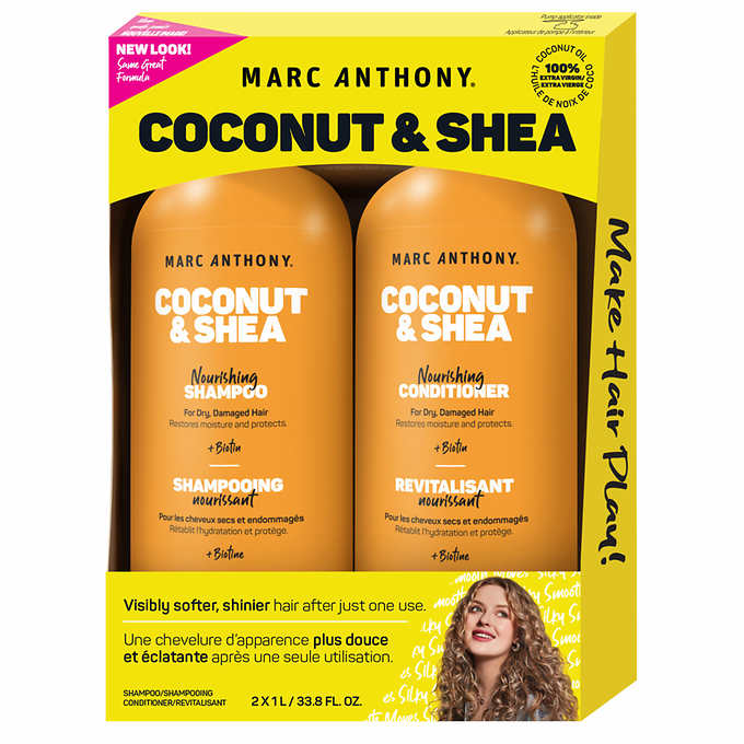Marc Anthony Coconut Oil and Shea Butter Shampoo and Conditioner, 2 x 1 L