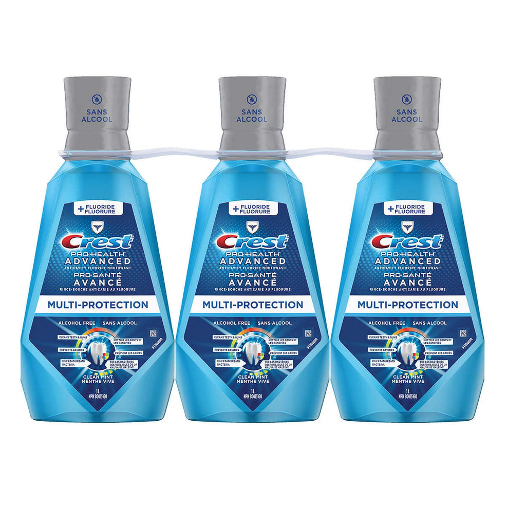 $3.5 OFF - Crest Pro-Health Advanced Multi-protection Mouthwash Alcohol Free Clean Mint, 3 x 1 L