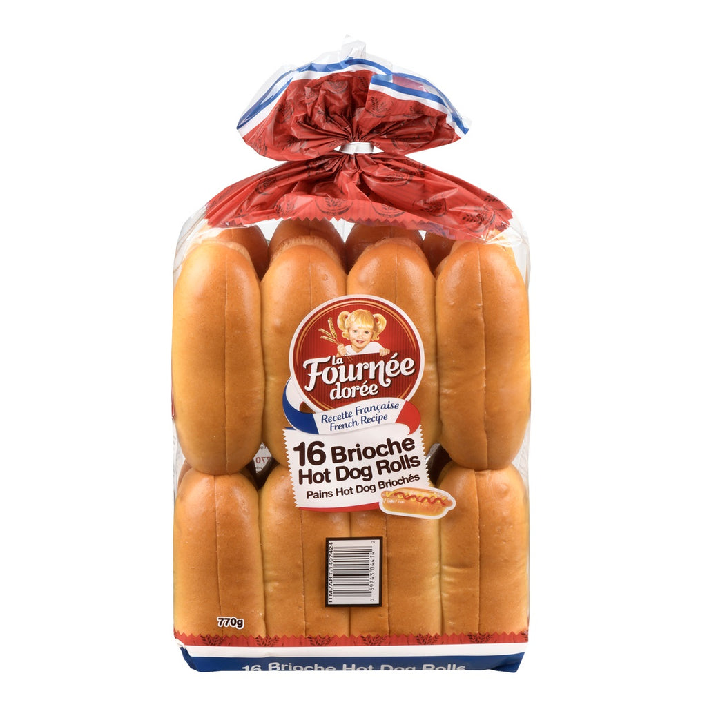 LA Fournee Doree Brioche Hot Dog Top Sliced, 16 units