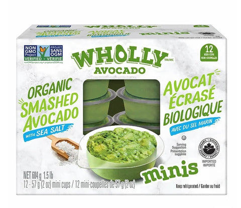 Wholly Guacamole Organic Smashed Avocado Mini Cups, 12 x 57 g