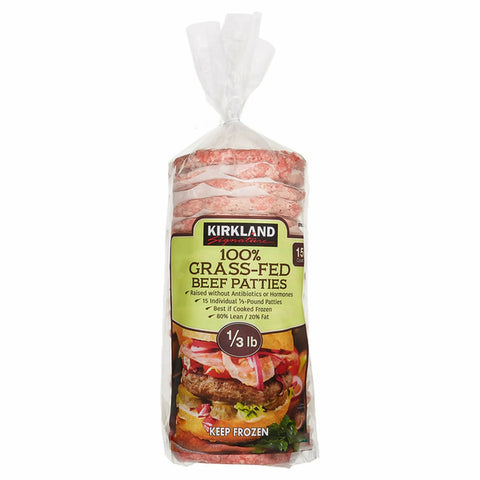 Kirkland Frozen Grassfed Beef Patties, 15 x 151 g