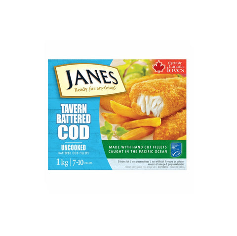 Janes Frozen Tavern Battered Cod, 1 kg