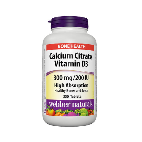 Webber Natural Calcium Citrate Vitamin D3 300 mg / 200 IU, 350 tablets