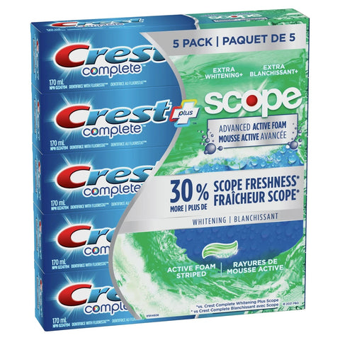 Crest Complete with Scope Toothpaste, 5 x 170 mL