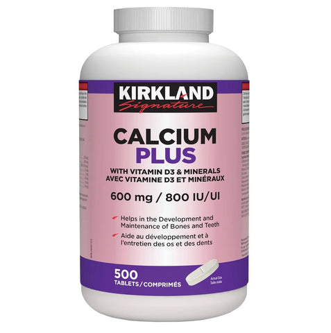 Kirkland Signature Calcium Plus With Vitamin D3 & Minerals 600 mg | 800 Iu, 500 tablets