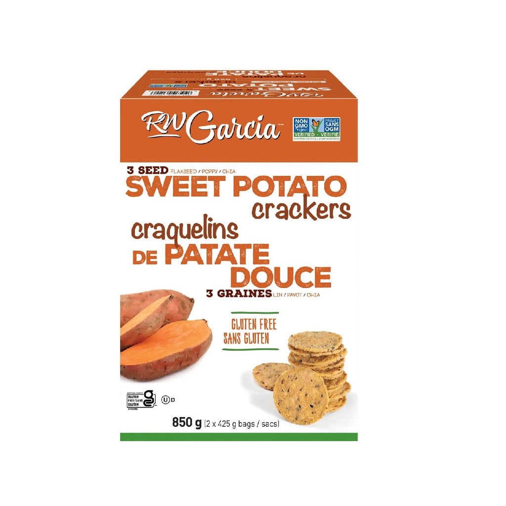 RW Garcia 3 Seed Sweet Potato Crackers, 2 x 425 g