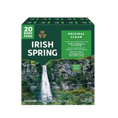 Irish Spring Original Deodorant Bar Soap, 20 x 113 g