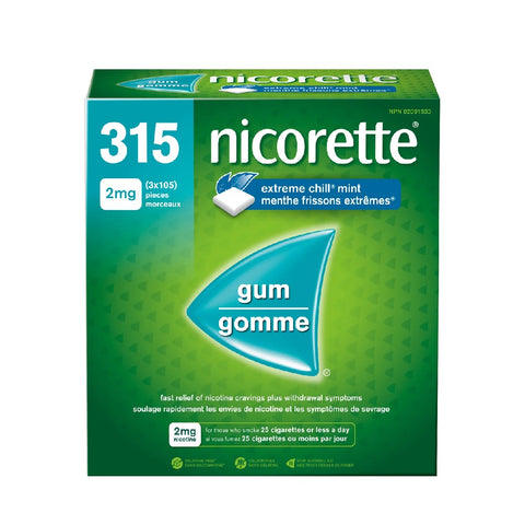 2mg Nicorette Extreme Chill Mint Gum, 3 x 105 pieces