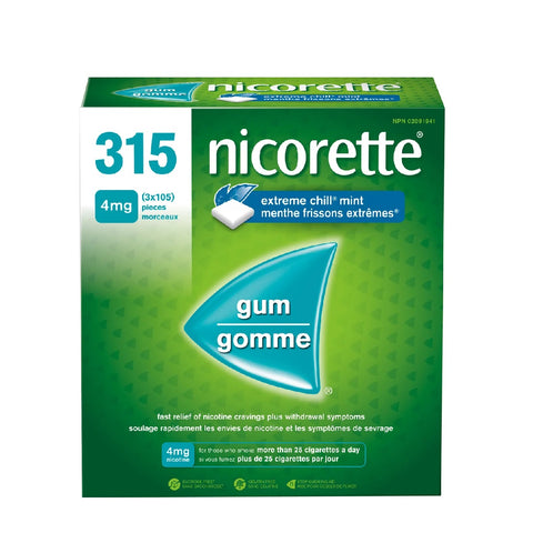 4mg Nicorette Extreme Chill Mint Gum, 3 x 105 pieces