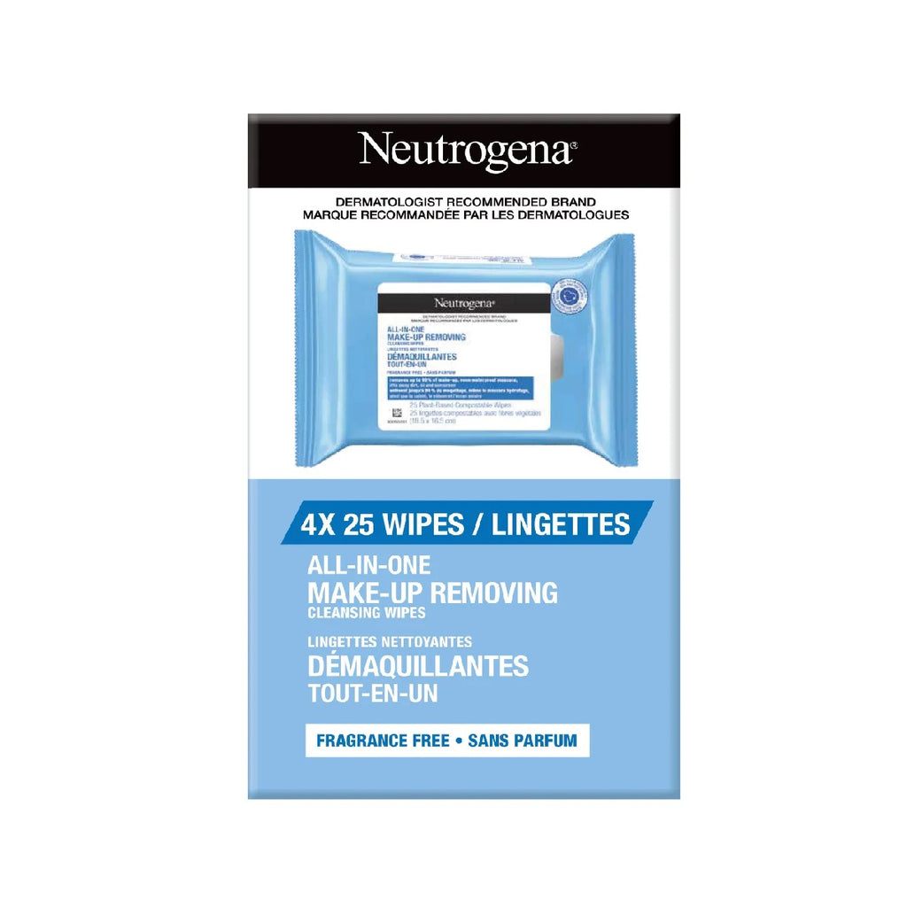 Neutrogena All in One Makeup Remover Cleansing Fragrance-Free Wipe, 100 wipes