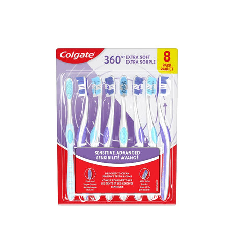 Colgate 360 Sensitive Advanced Gum Toothbrush Pack, 8 toothbrushes