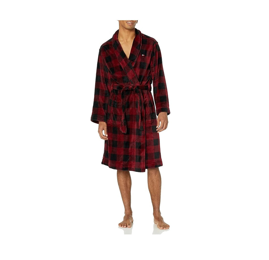 Tommy Hilfiger plush robe S/M, Red, 1 robe