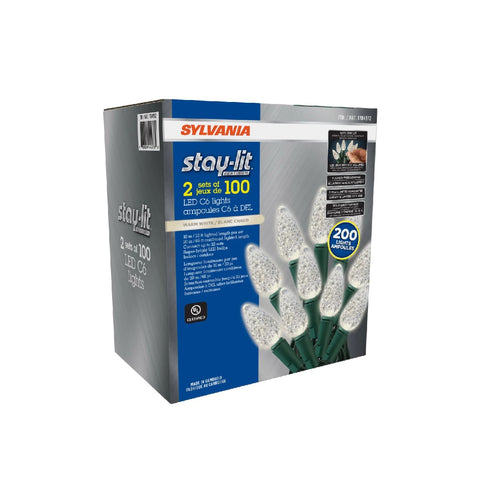 Sylvania 2 x 100 C6 Warm White LED Christmas Lights, 1 unit