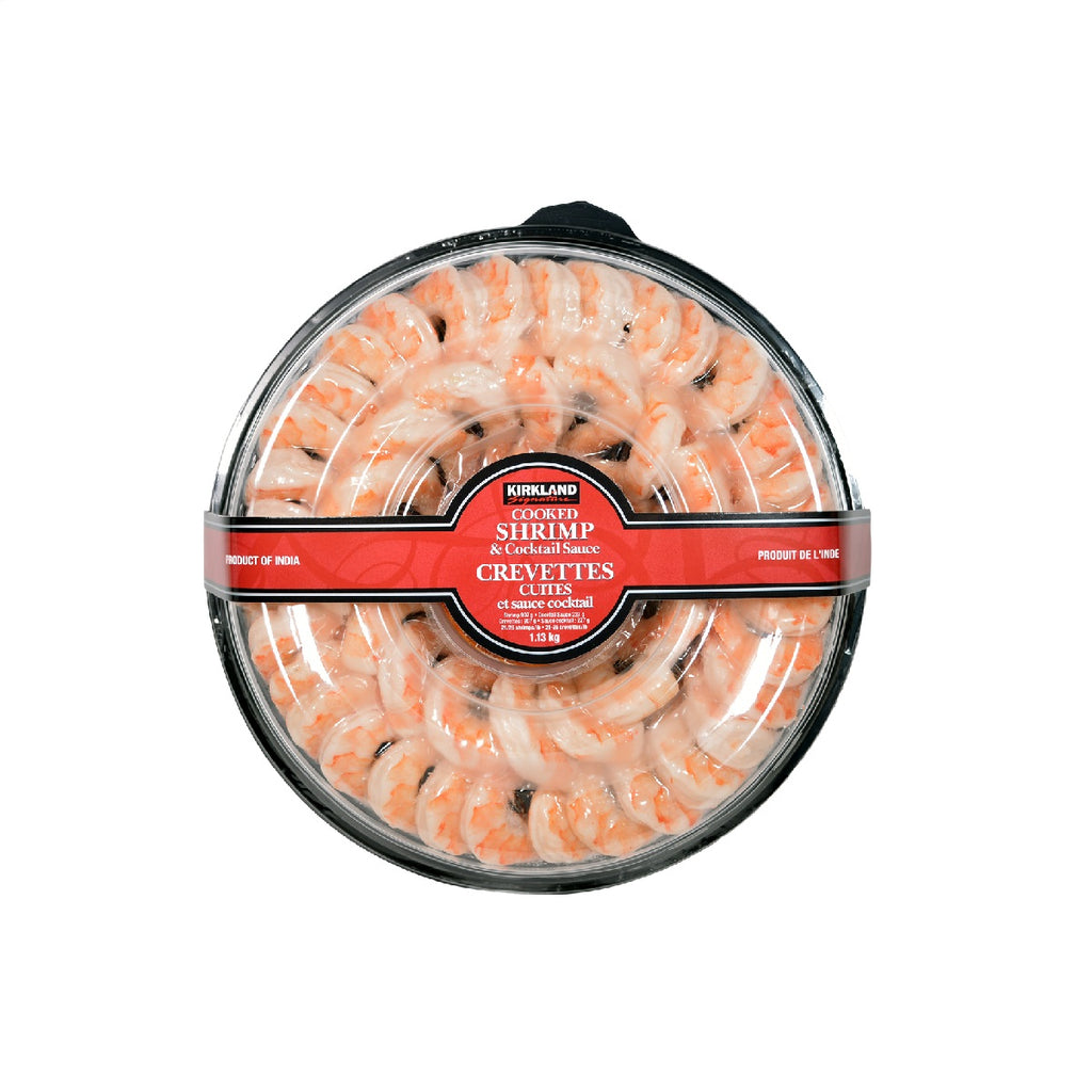 Kirkland Frozen Cooked Shrimp Ring & Cocktail Sauce, 1.1 kg