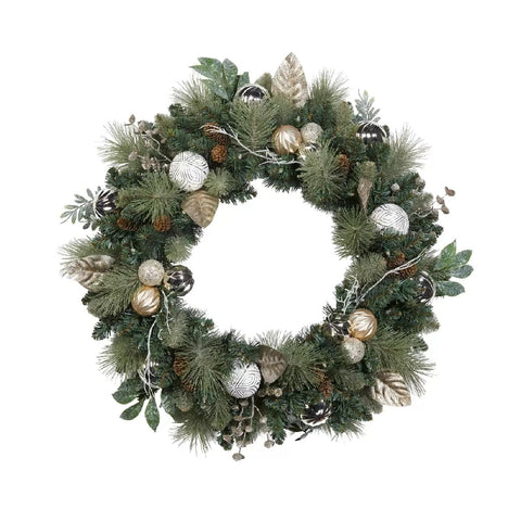 Pre-Lit Wreath with 50 Battery Operated LED Lights 76.2 cm (30 in) White, 1 unit