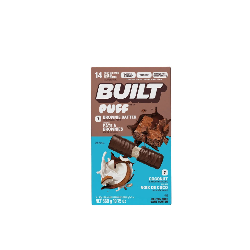 Built Puffs Gluten free, Brownie Batter & Coconut Protein bars, 14 x 40 g