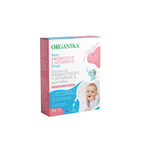 Organika Baby Probiotics + Vitamin D Drops, 2 x 7.5 ml