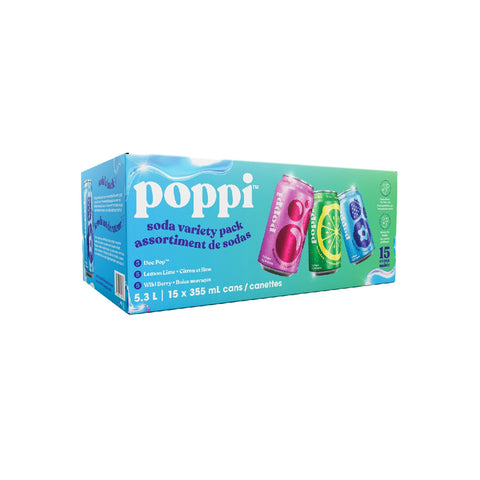 Poppi Soda Variety blue, 15 x 355 ml