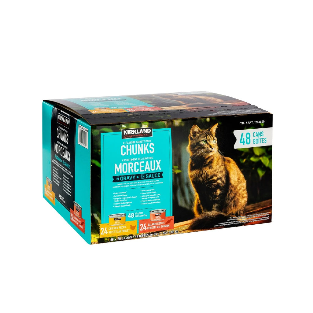 Kirkland Chunks in Gravy, Canned Cat Food Variety Pack, 48 x 85 g