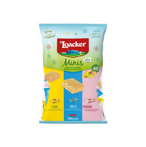 Loacker Minis Cream Filled Wafers Variety Pack, 800 g