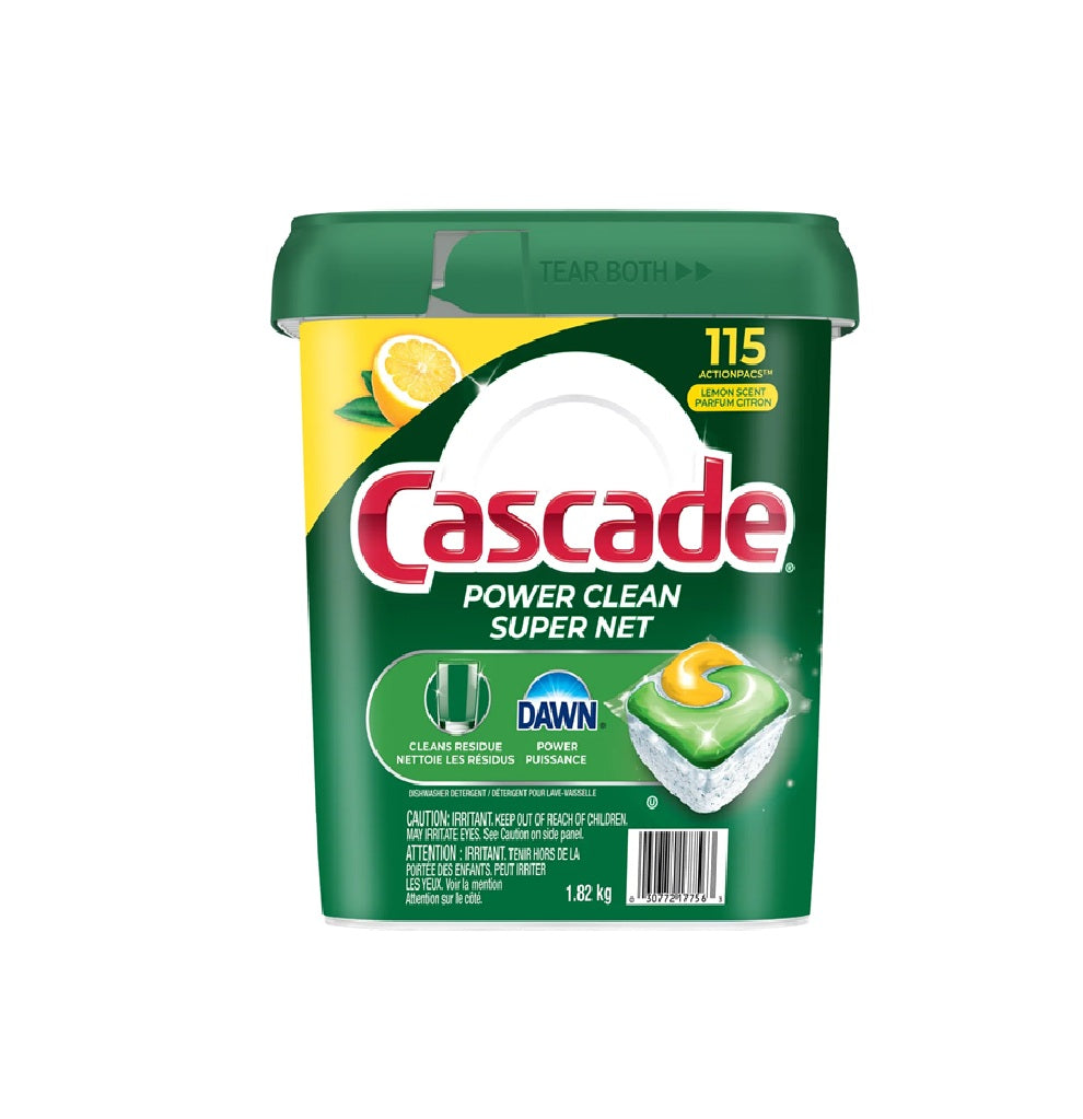 Cascade Power Clean Dishwasher Detergent ActionPacs, 115 count