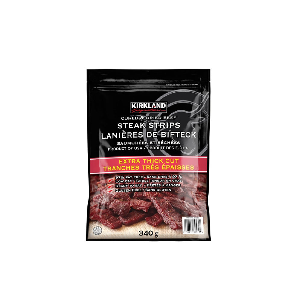 Kirkland Cured and Dried Beef Steak Strips Jerky, 340 g