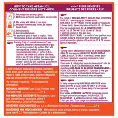Metamucil Smooth Texture 75% Less Sugar Orange Psyllium Fibre, 228 teaspoons