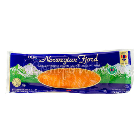 $5 OFF - Norwegian Fjord Frozen Smoked Sliced Steelhead Salmon, 550 g