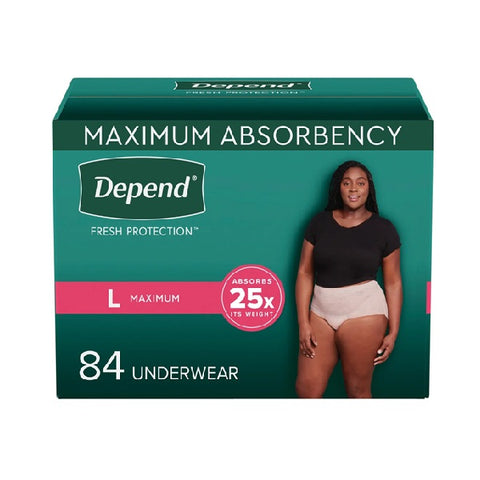 Depend Women's Maximum Absorbency Underwear Large, 84 pack