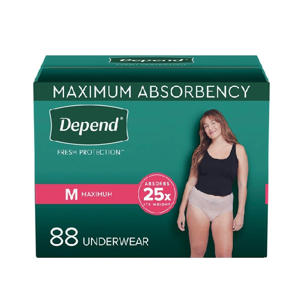 Depend Women's Maximum Absorbency Underwear Medium, 88 units