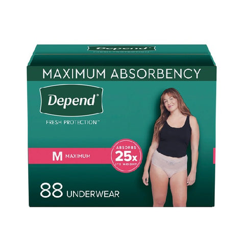 Depend Women's Maximum Absorbency Underwear Medium, 88 units