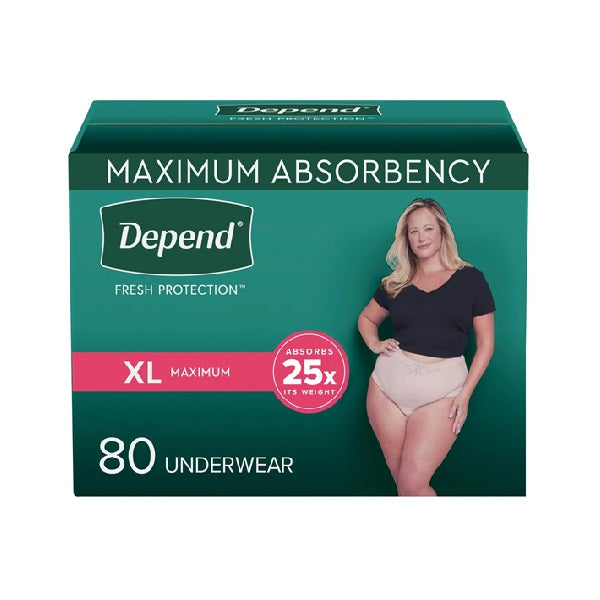 Depend Women's Maximum Absorbency Underwear Extra Large, 80 units