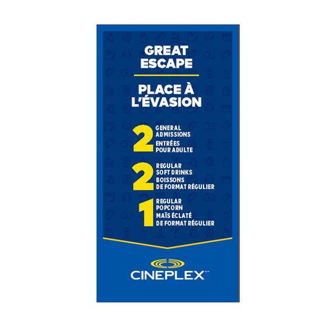 Cineplex Great Escape Movie Package, 2 adults