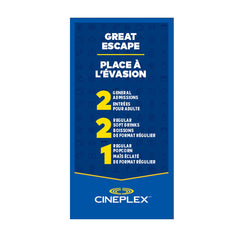 Cineplex Great Escape Movie Package, 2 adults