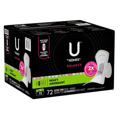U by Kotex Balance Ultra Thin Pads with Wings, 72 pads