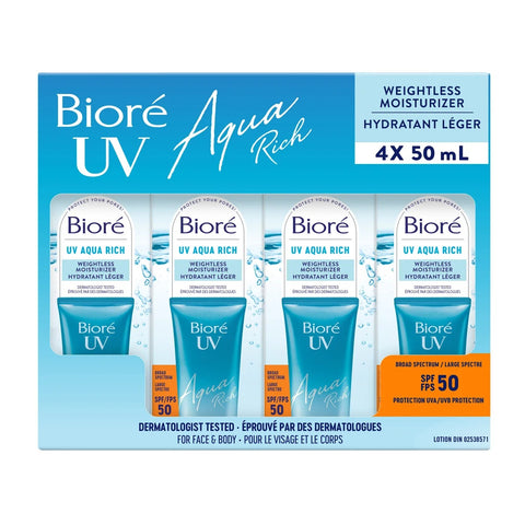 $9 OFF - Biore UV Aqua rich SPF 50, 4 x 50 mL