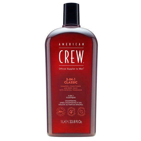 American Crew 3-in-1 Classic Shampoo, Conditioner, Body Wash, 1 L