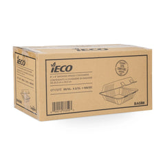 iEco 8” x 8” Hinged Bagasse Takeout Containers, 100 units