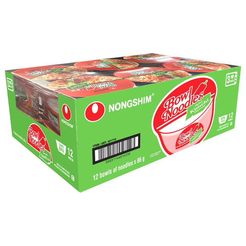 Nongshim Bowl Noodle Soup Spicy Kimchi, 12 x 86 g
