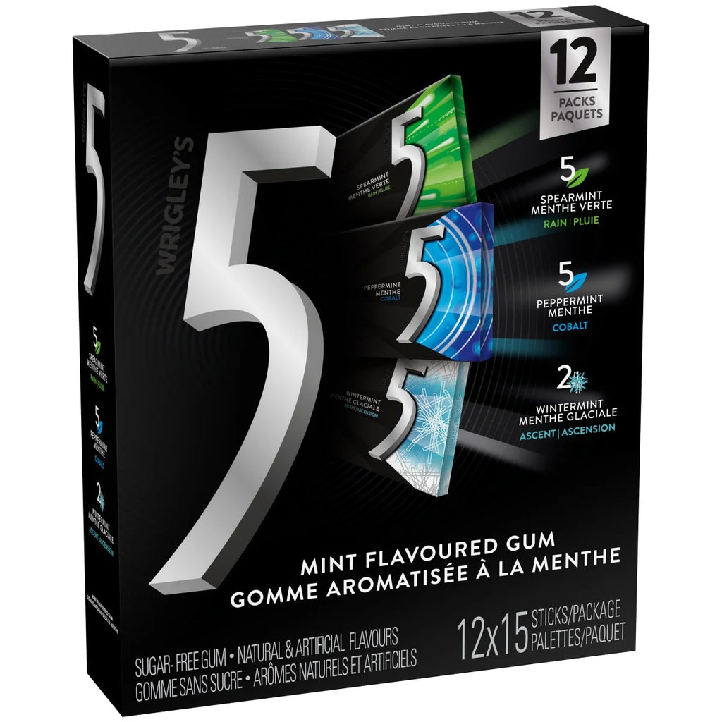 Wrigley’s 5 Mint Gum Variety Pack, 12 x 15 units