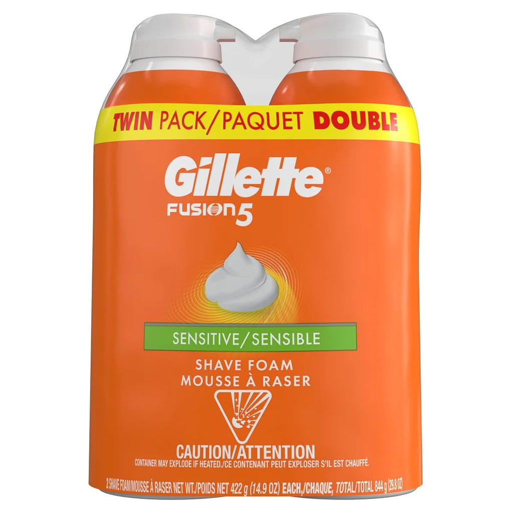 Gillette Fusion5 Sensitive Shave Foam, 2 x 422 g