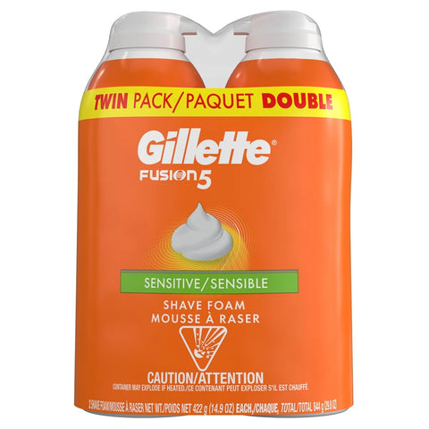 Gillette Fusion5 Sensitive Shave Foam, 2 x 422 g
