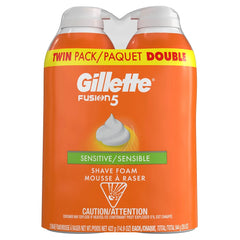 Gillette Fusion5 Sensitive Shave Foam, 2 x 422 g