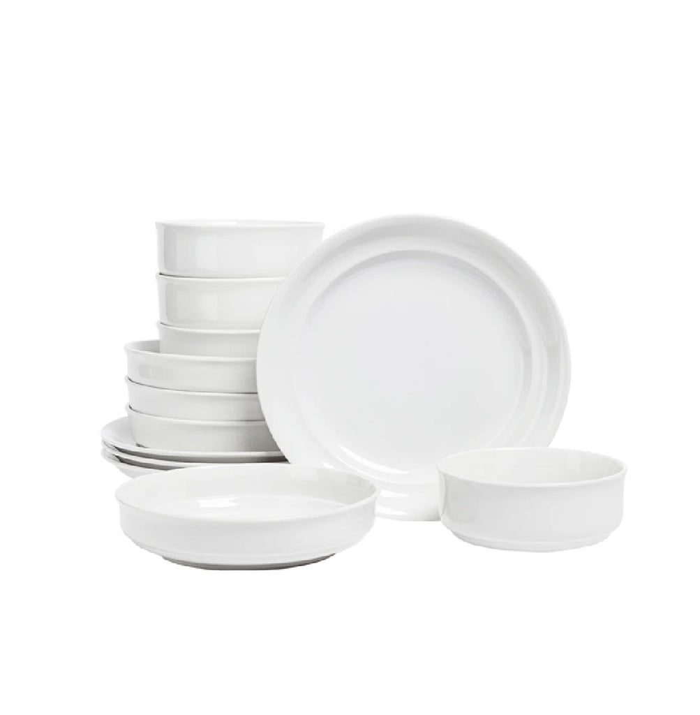 Over & Back Porcelain Dinnerware, 12 pieces