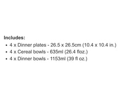 Over & Back Porcelain Dinnerware, 12 pieces